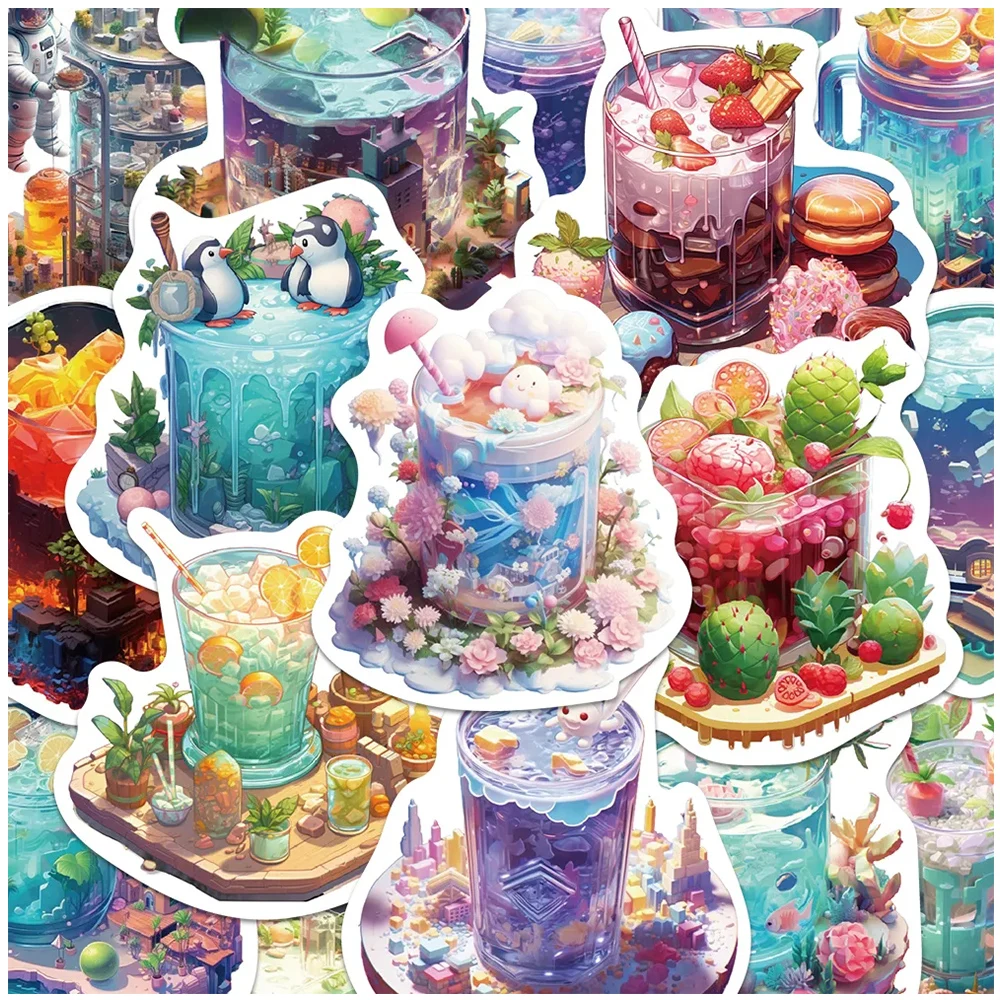 

10/30/50PCS Cute INS Style Art Drinks World Stickers Aesthetic Cartoon Decoration Decal DIY Bike Stationery Kawaii Vinyl Sticker