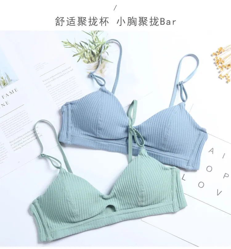 Only a bra  cotton small cup bras with pad women sexy sleepwear Bralette thin wire free comfort brassiere for girls