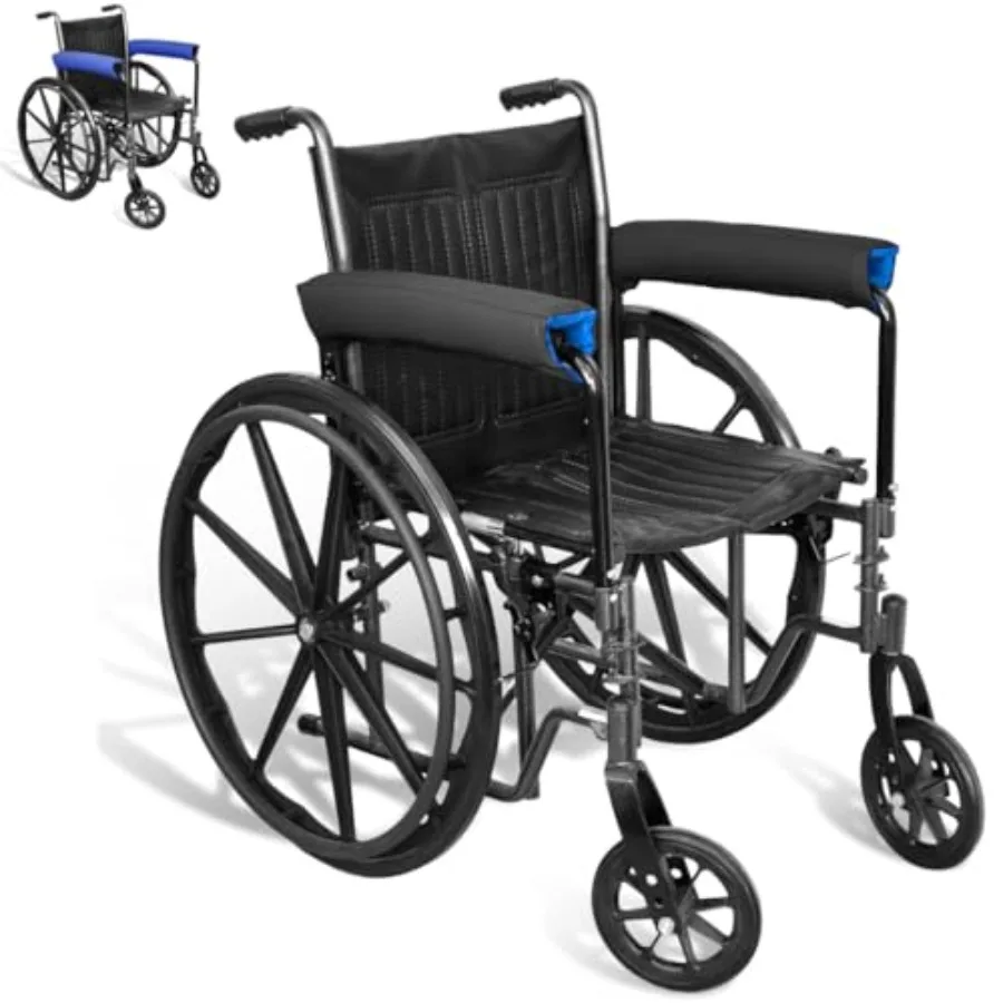 Wheelchair Armrest Cover - Reversible Colors Arm Rest Cover Pair - Waterproof Arm Rest Pads for Office and Transport Chair - So