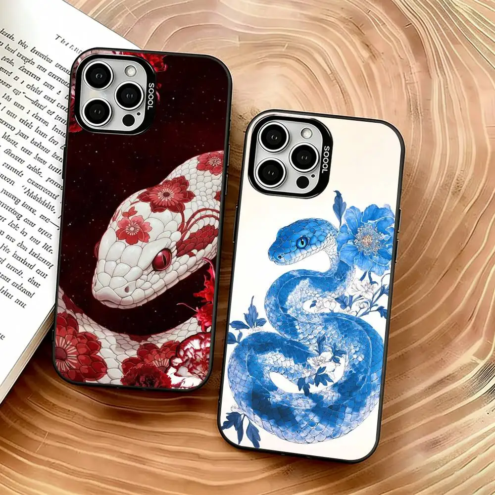 

Serpent Phone Case For iPhone 17,16,15,14,13,12,11 Plus,Pro Max,XS,Colored Silver Plated Inside Cover