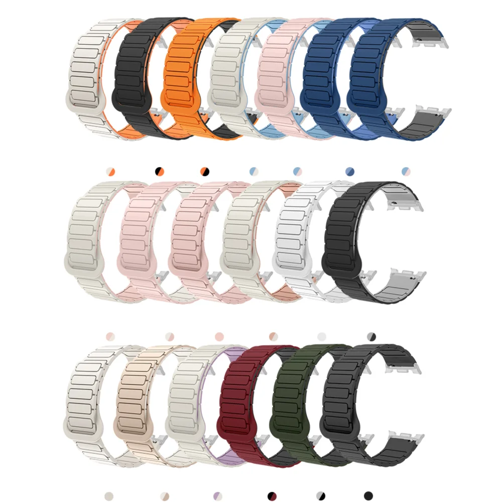 المغناطيسي حلقة حزام لساعة سامسونج جالاكسي 8 40 مللي متر/44 مللي متر درع نمط قابل للغسل سيليكون الرياضة سوار ساعة ذكية رجل امرأة سوار