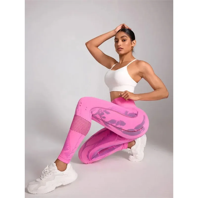Mulheres elásticas calças de yoga ginásio tie-dye leggings para mulher sem costura de cintura alta oco para fora leggings de treino apertados