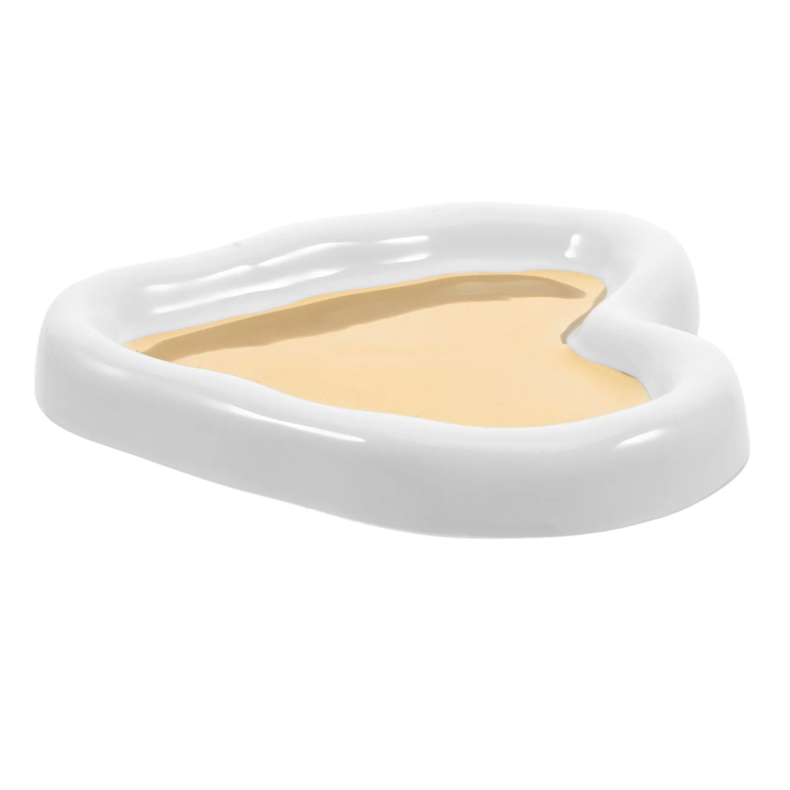 Bandeja para Joyas en Forma de Corazón, Acabado Brillante Blanco Dorado, Organizador Decorativo de Anillos, Bandeja de Resina para Adornos, Plato para Fotografía