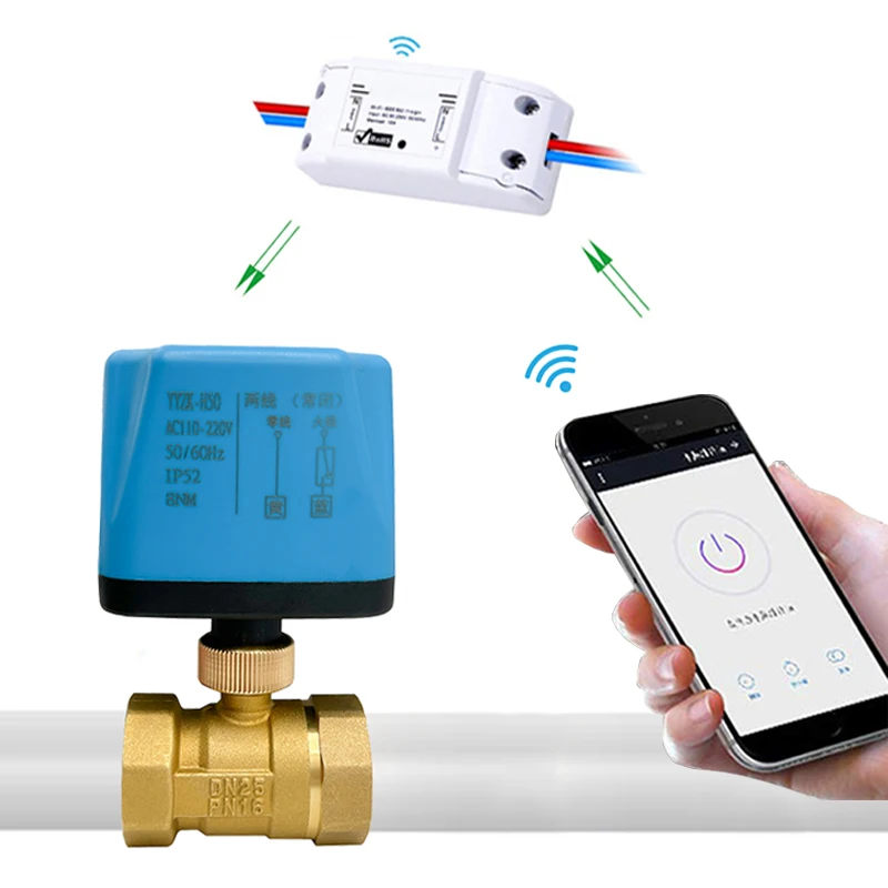 Tuya WiFi Smart Switch Motorized Ball Valve Timing AC220V Water Auto Valve Controller Works With Alexa Google Home