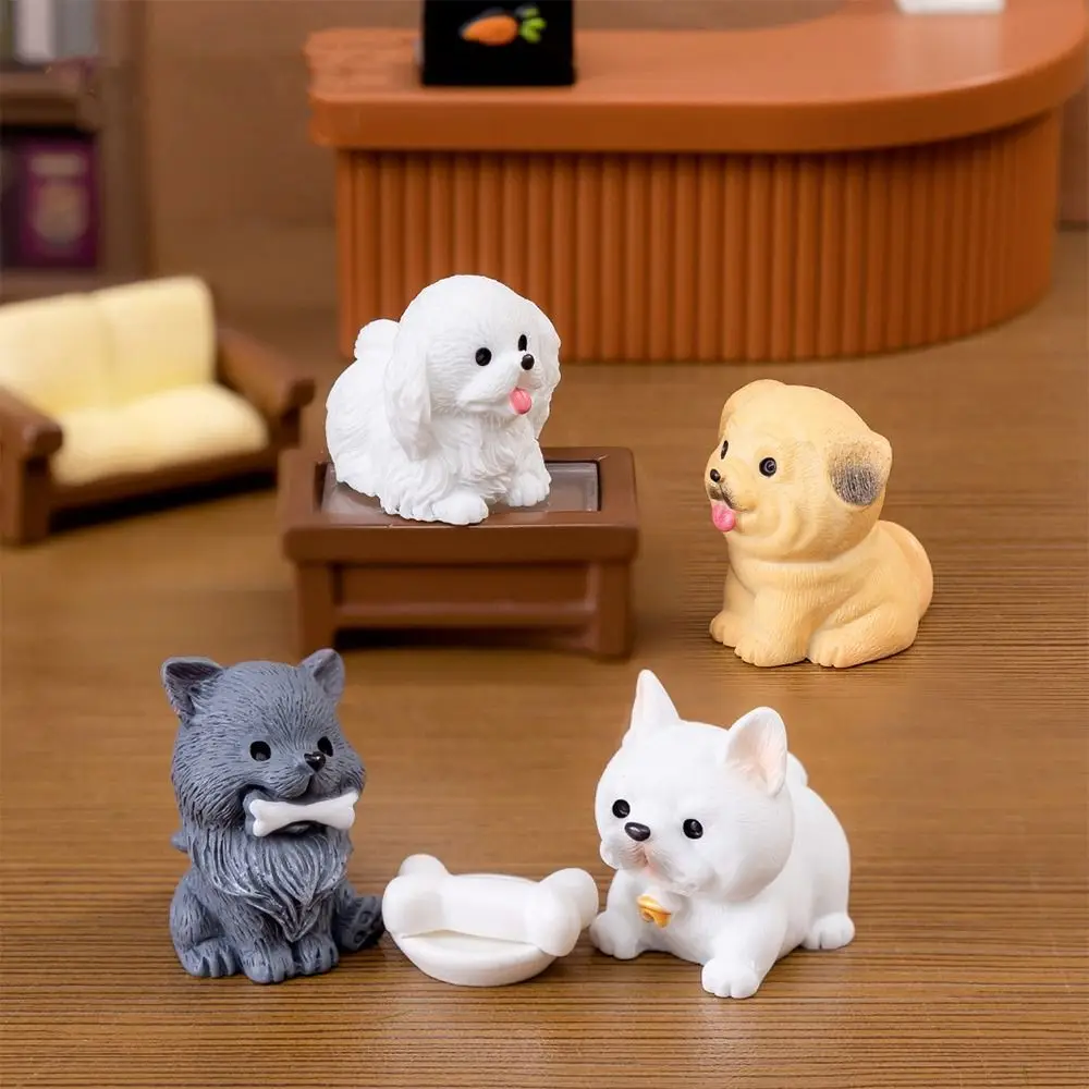 Resin Cute Dog Figurines Miniatures Realistic Handmade Animal Figurines Funny Cartoon Micro Landscape Ornaments Garden