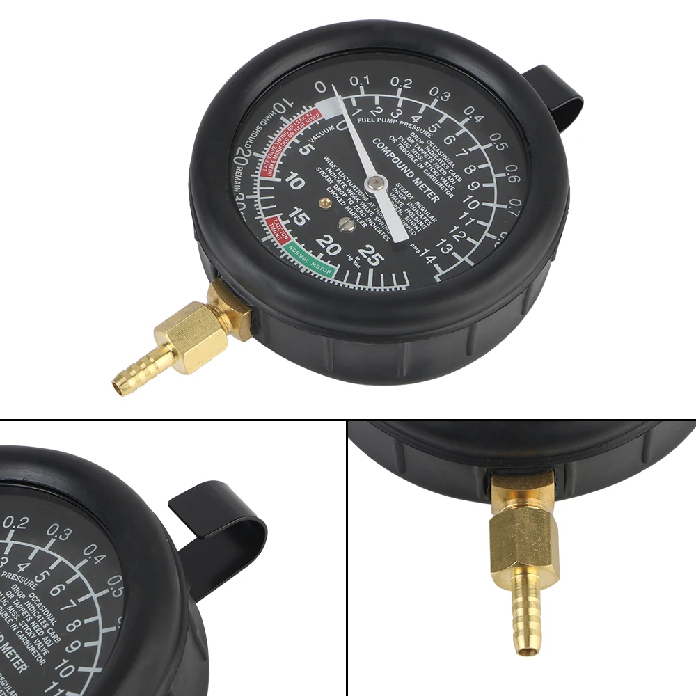 Automotive Cylinder Tester Kit Vacuum Gasoline Engine Compression Meter With Adapter Pressure Gauge