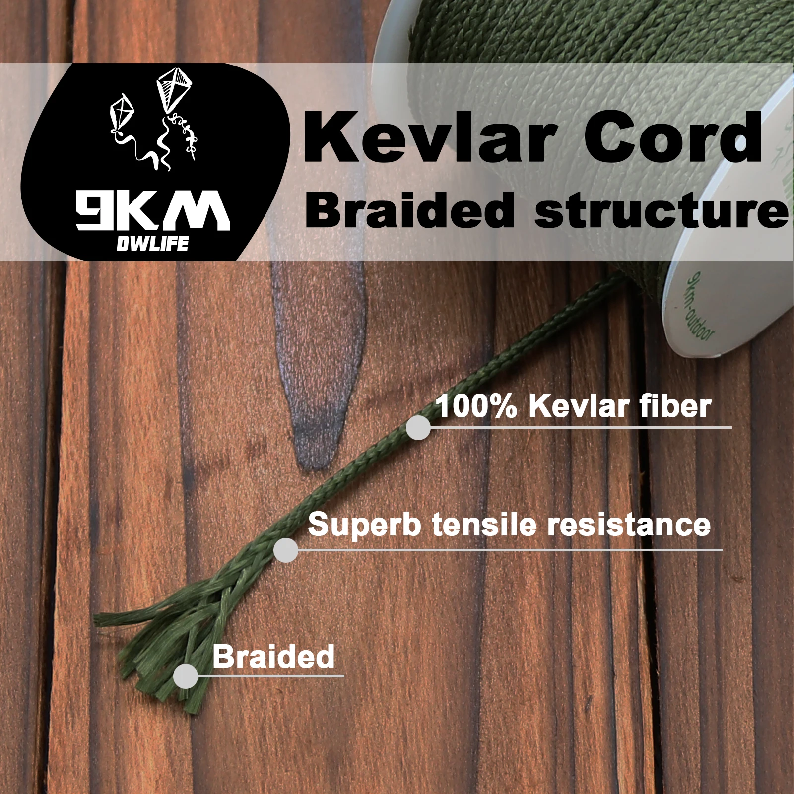 Kevlar Line 1.1~2.3mm Braided Fishing Line Outdoor Hammock Camping Parachute Backpack Tarp Cord Kite String Fishing Assist Line