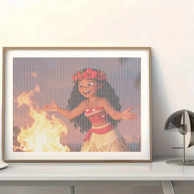 1PC Moana Disney Princess Diamond Painting 5D volledige boor ronde Diamond Art Kit, DIY Cartoon Adventure Theme Craft voor kinderen en Adu