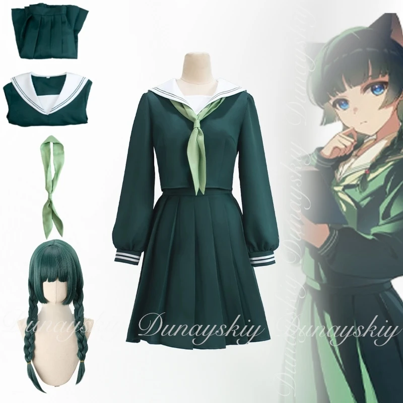 

Дневники аптекартии, аниме Maomao, косплей с зеленой униформой Jk с зелеными двойными завитками, парик, Хэллоуин, косплей, disfraz, весь комплект