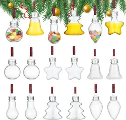 1Pc Clear Plastic Christmas Ball Bottle Filled Ornament Xmas Tree Hanging Pendant Xmas Party Home Decor Gift for Drink Juice