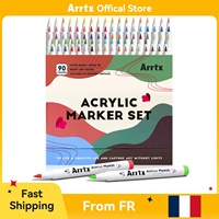 Arrtx Acrylic Markers Brush Tip Paint Pens Water Based Ink No Toxic Waterproof for Rock Painting Wood Stone Glass