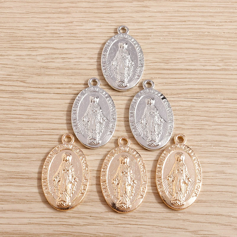 Tusember 10 Stück Legierung Antik Silberfarben Jungfrau Maria Anhänger für Ohrringe Halsketten DIY Schmuckherstellung Handgefertigte Accessoires – Detail 3