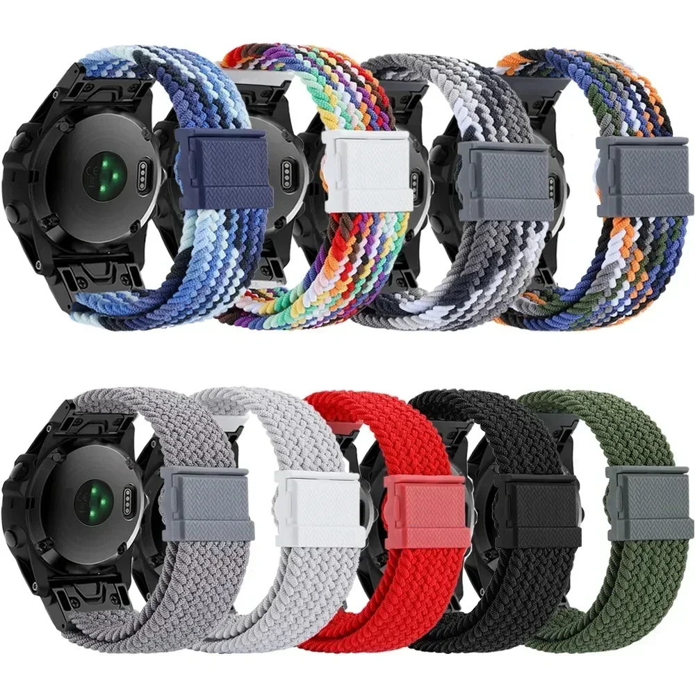 Garmin Forerunner Braided Nylon ، رباط غريزة ، سوار ، S70 ، S62 ، من من من النايلون ، من من من من من الصوف ، بالطوق ، بالطور 2 ، غريزة 26 ، 22
