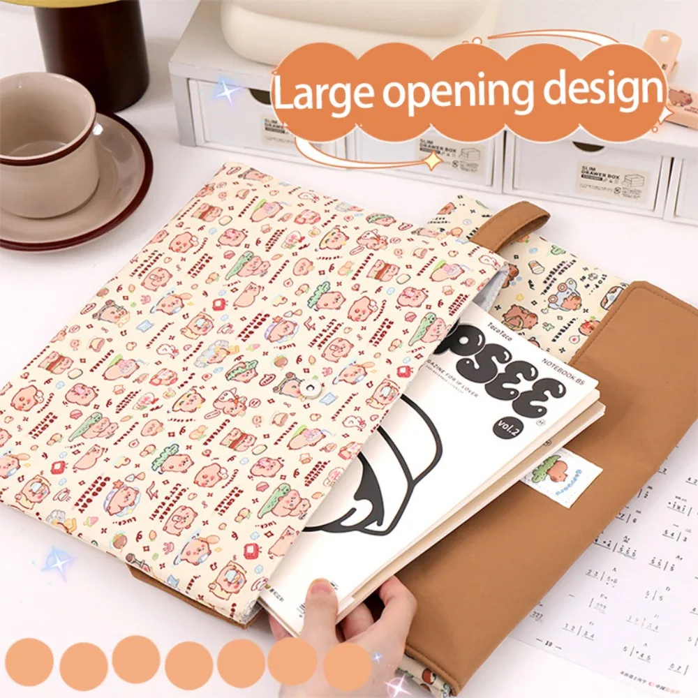 

Washable Fabric Capybara Document Bag Durable Zipper Pouch Cartoon Paper Storage Bag Multifunction Portable
