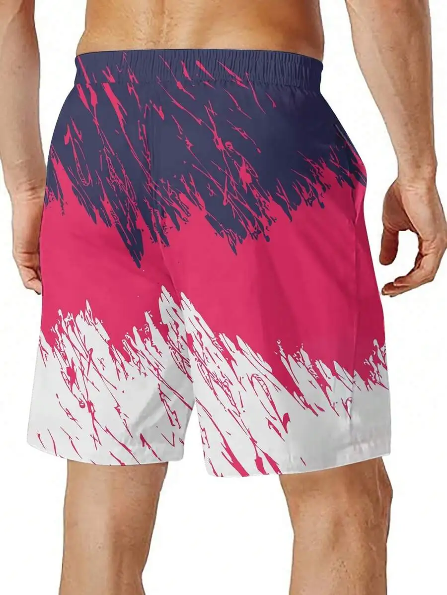 

Mens Gradient Ink Splatter Print Athletic Shorts Lightweight Breathable Polyester Summer Casual