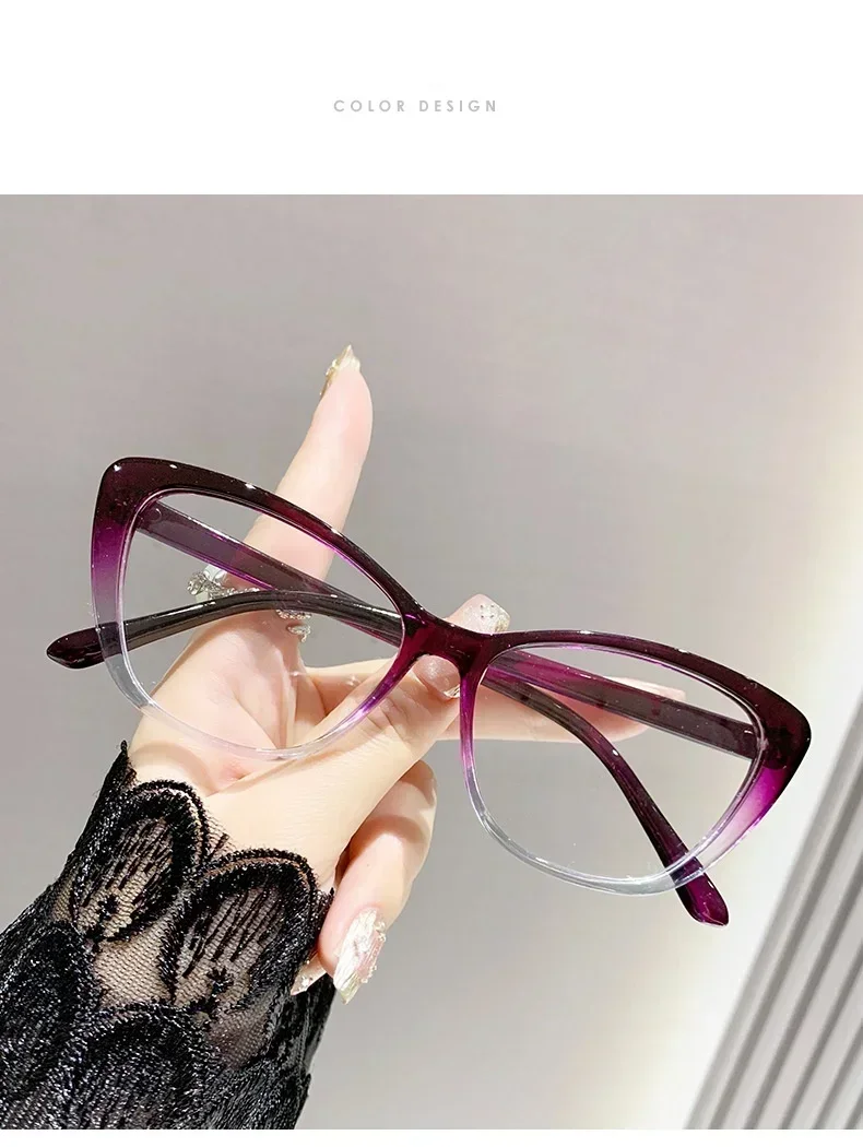 Blau Licht Blockieren Augenschutz Brillen Retro Gradienten Schmetterling Rahmen Lesebrille Cat Eye Klare Linse Presbyopie Brille – Detail 13