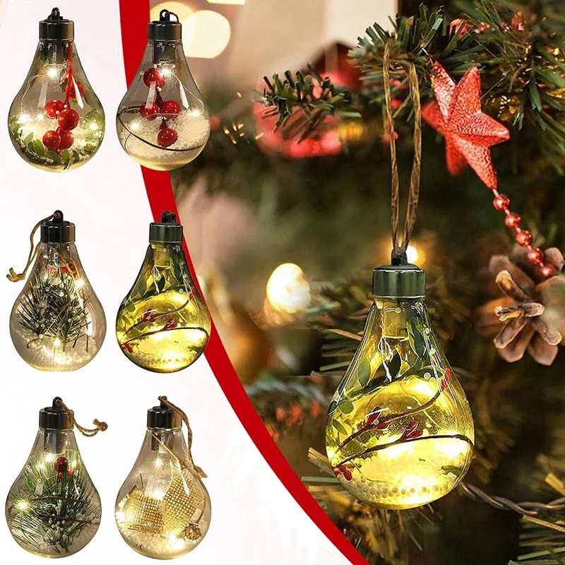 Christmas Decorations, LED Decoration Transparent Christmas Ball Festival Pendant Gift Hollow Ball Chrsitmas Decorations