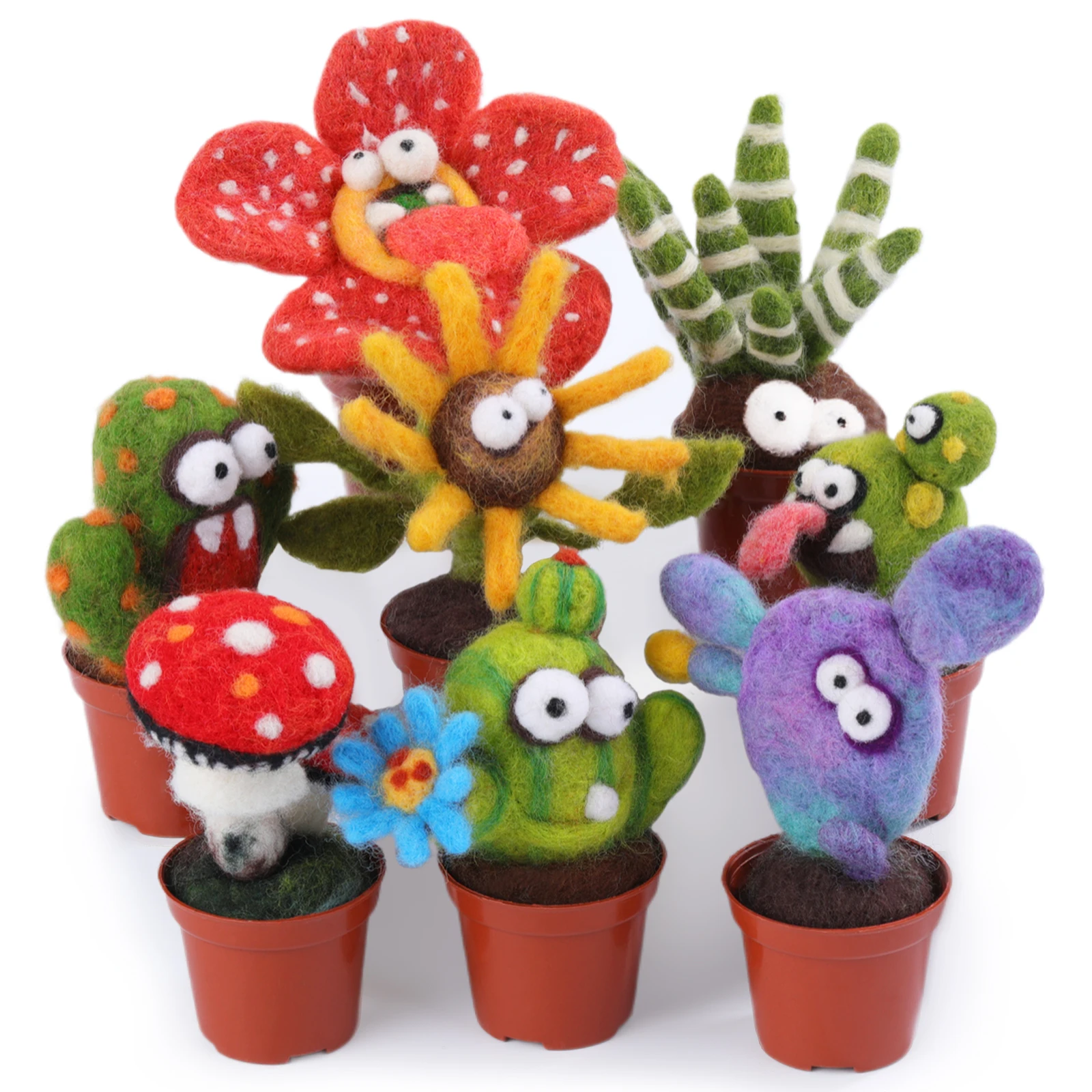Wollnadel-Filz-Starter-Kit Filzpflanzen-Blumentopf-Monster-Team-Kit für Anfänger mit DIY-Nadel filz zubehör und Instru
