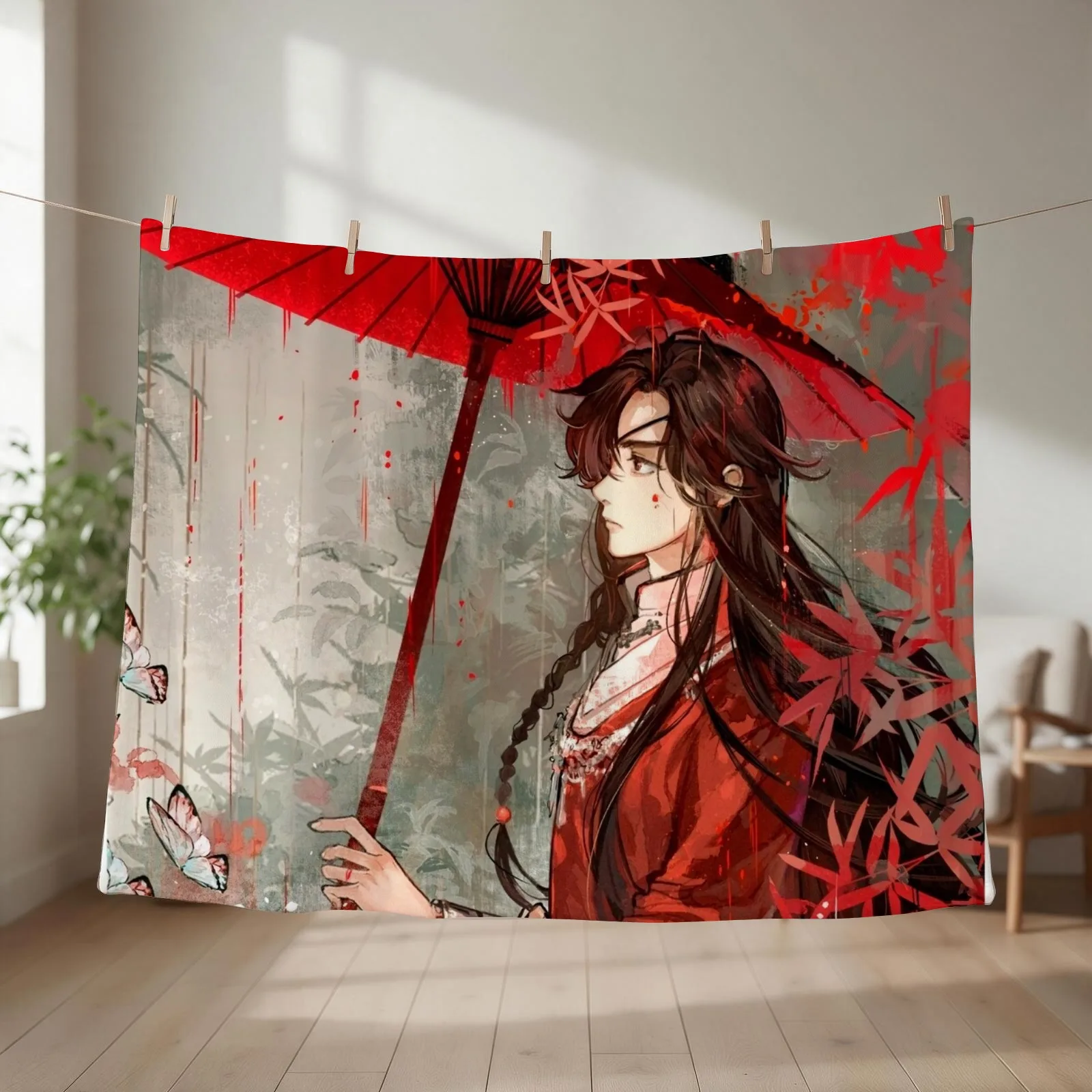 Heaven Official Blessing Fan Art Throw Blanket couch cozy soft plush fuzzy picnic outdoor blanket