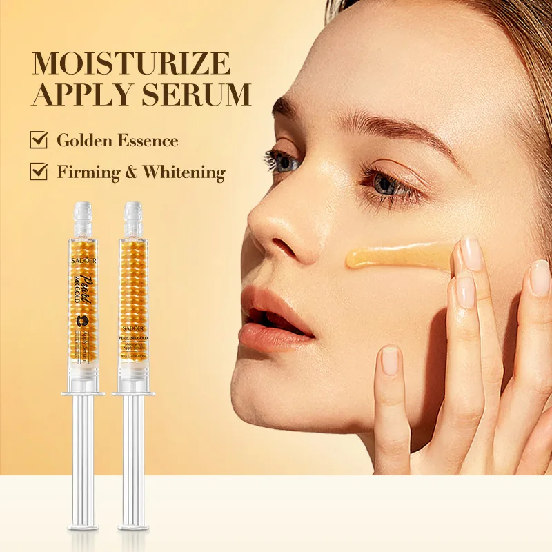 24K Gold Pearl Collagen Water Light Serum, Moisturizing Facial Wrinkles Improve Acne Diminsh Spots Face Serum