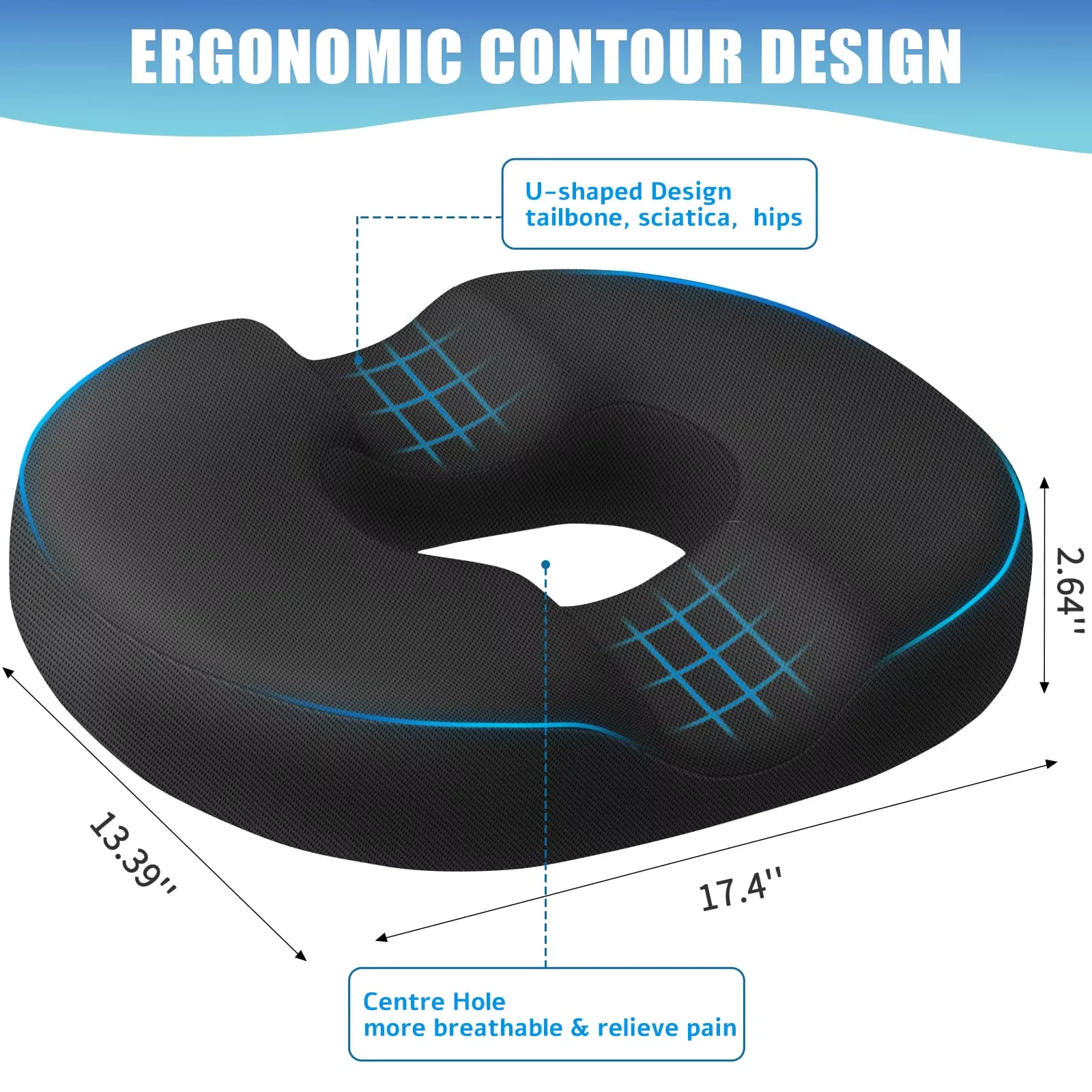 Donut Pillow Hemorrhoid Tailbone Cushion – for Pain Relief – Sciatica,Pelvic Floor,Pressure Sores,Pregnancy,Postpartum Recovery
