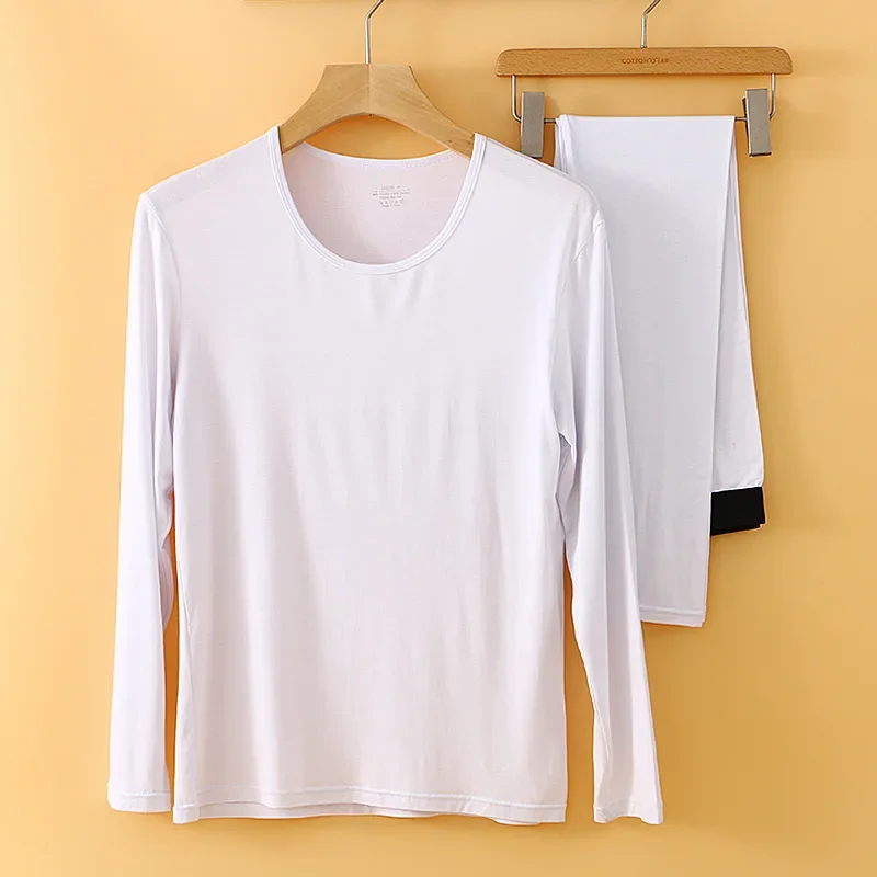 

Men's Slim-Fit Warm Thermal Underwear Set Youth Crew Neck Base Layer Undergarments Separate Drop-Seat Pants Long Johns Leggings