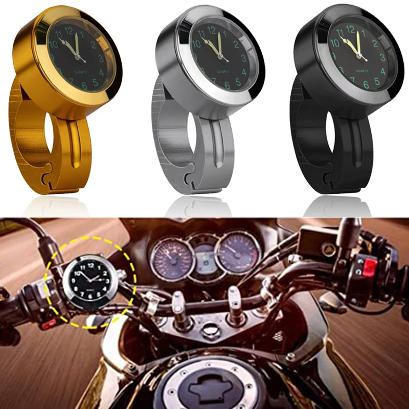 Waterproof Timetable Handlebar for Motorcycle Luminous Clock Scooter Bicycle Handlebar Watch Aluminum Alloy Clock for Motorcycle