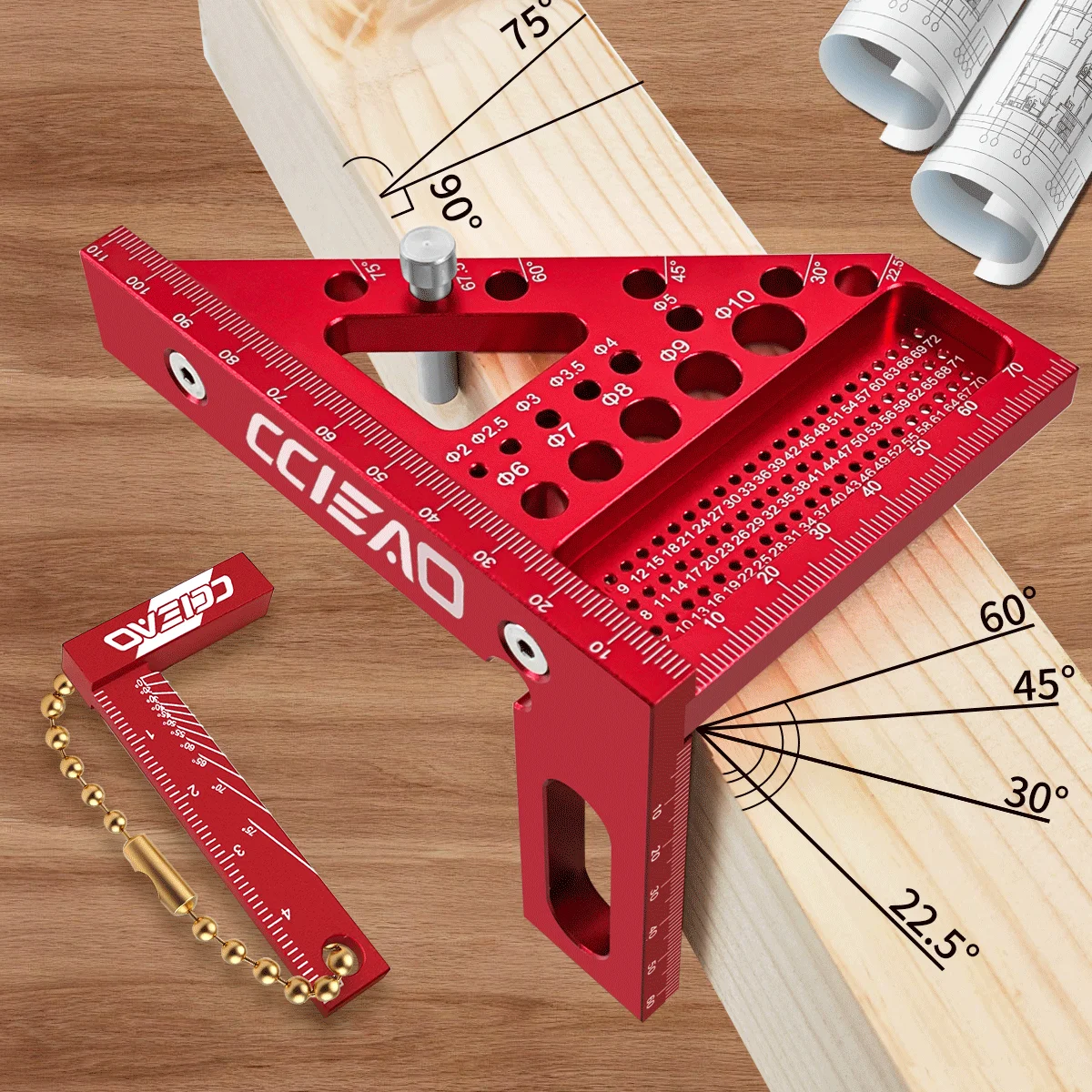 Aluminum Alloy Woodworking Triangle Square Kit with Mini L-shaped Ruler, Precision Marking Measuring Layout Tool for Woodworking
