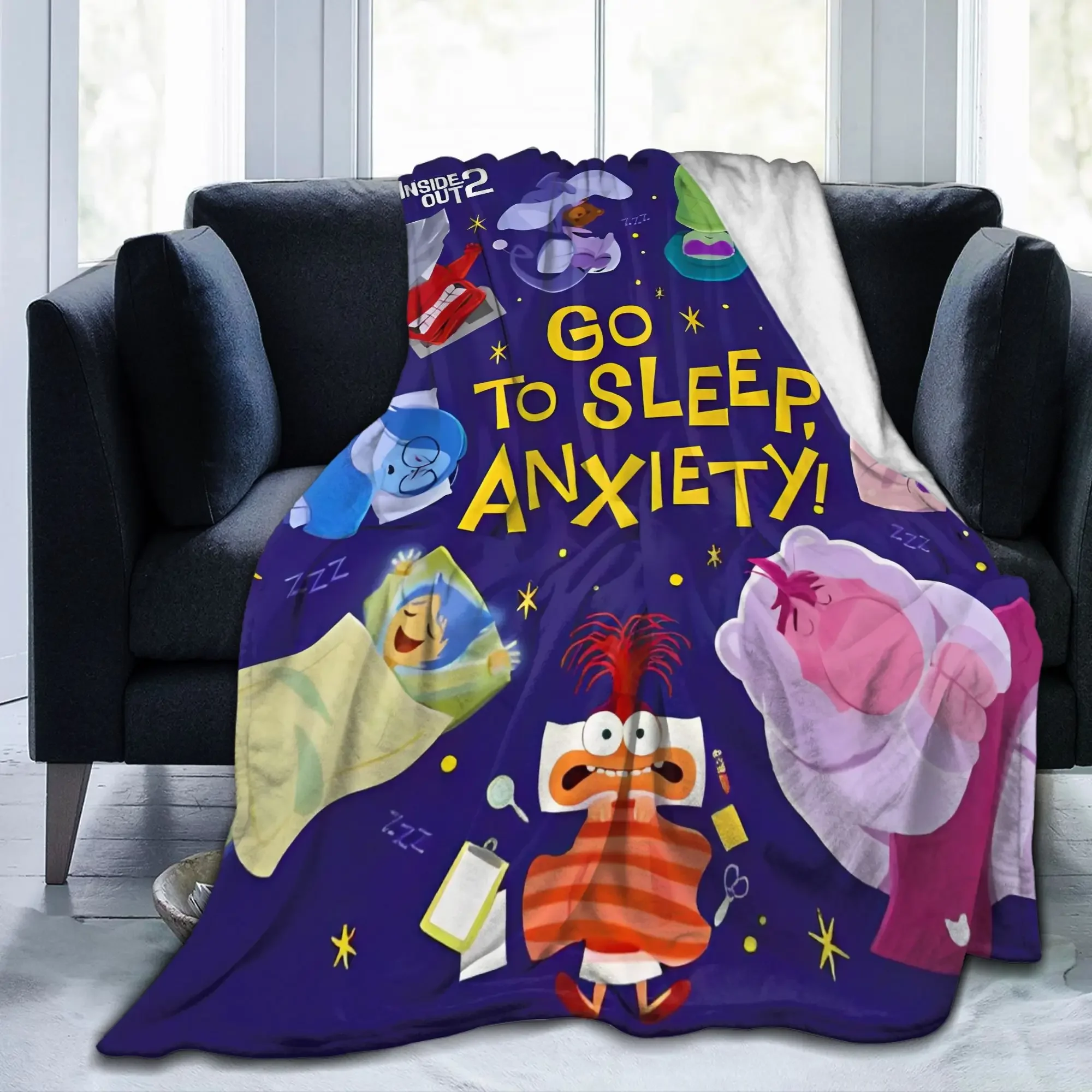 

Плед-одеяло из фланели Inside Out Go To Sleep для снятия тревоги, мягкое, легкое, для кровати, летнее покрывало