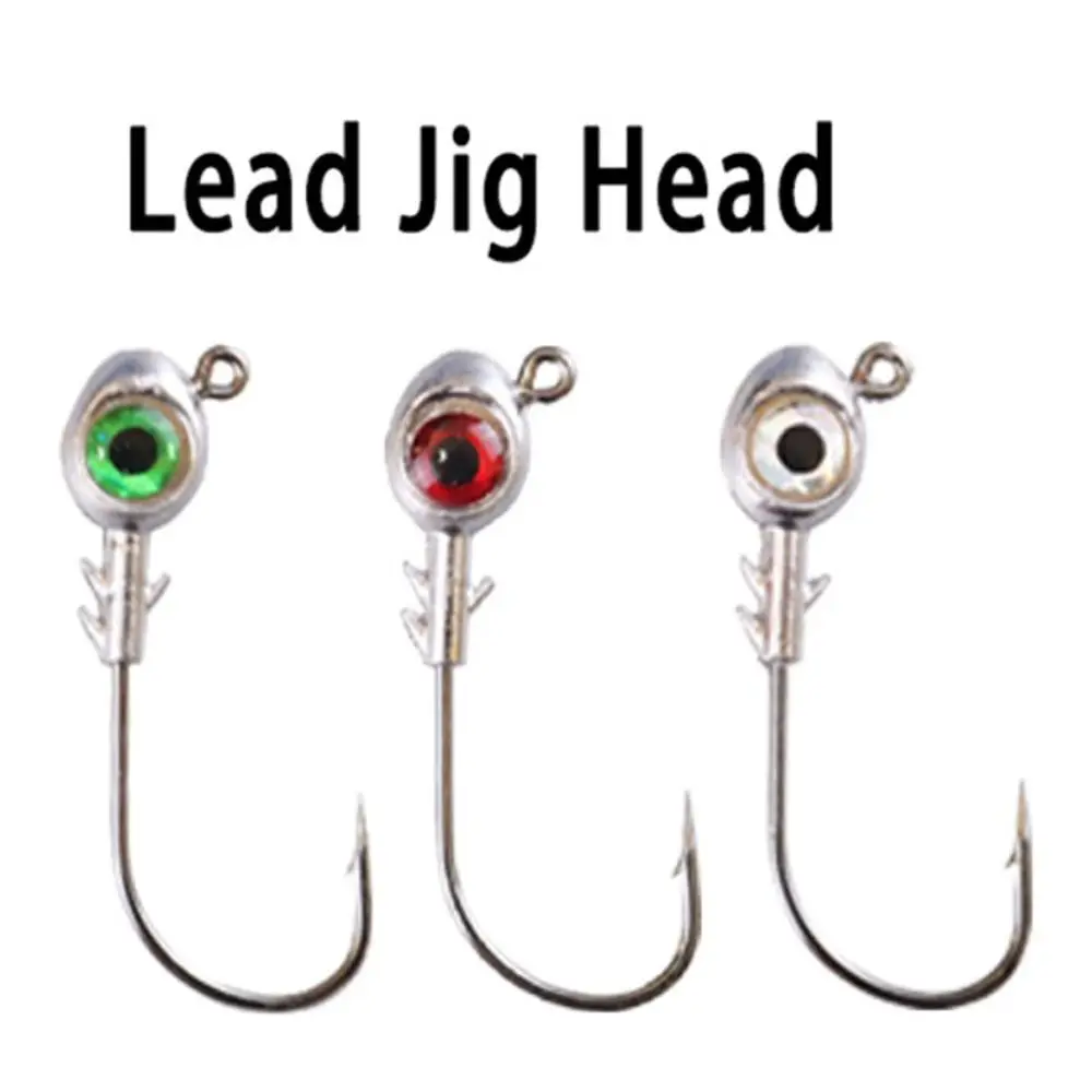 3PCS Three Barbs Big Eye Jig Head 3D High Carbon Steel Eyes Jig Head Hook 3D Eye Easy To Install Jig Head Fishing Hook Bass