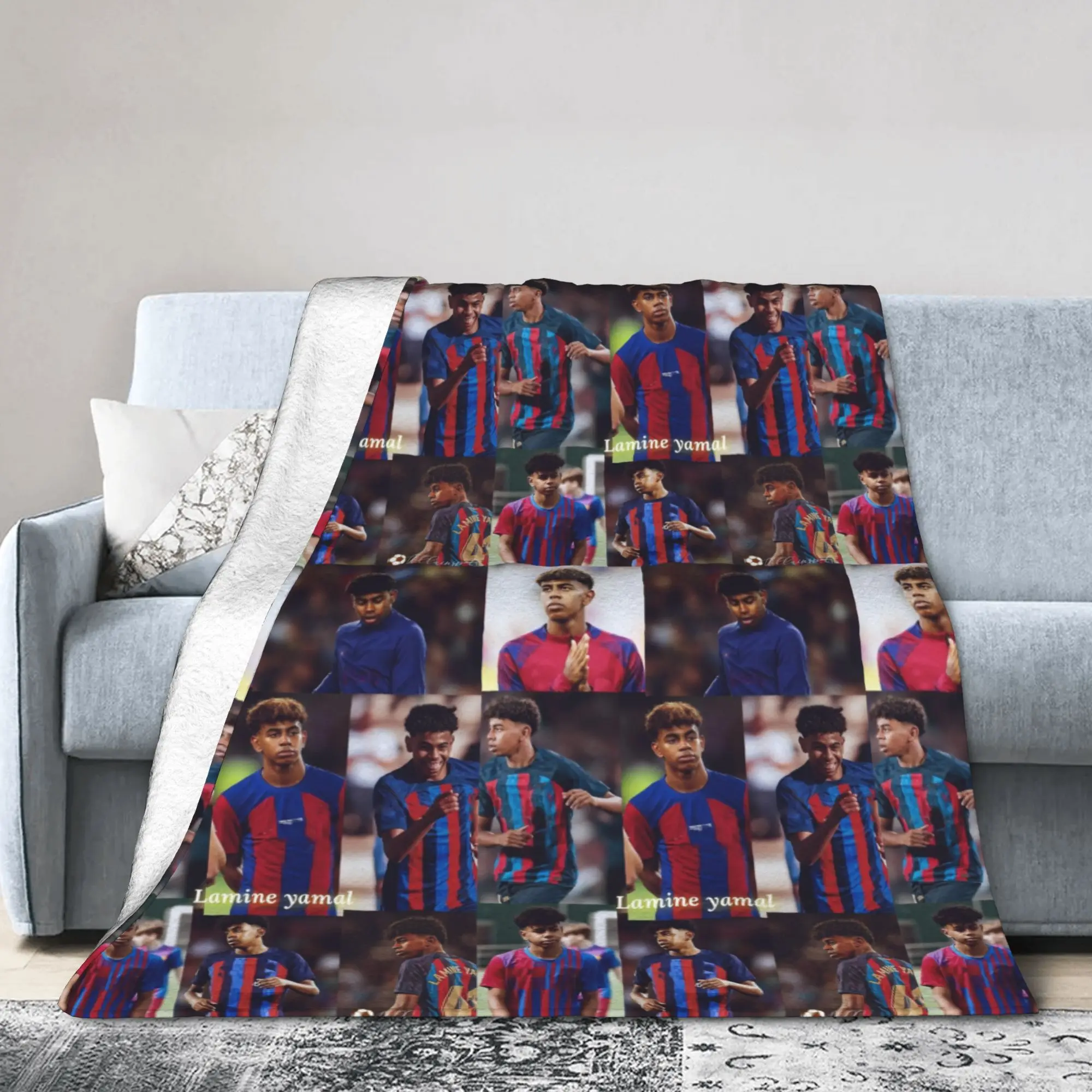 Lamine Y-Yamal Flannel Throw Blankets Football Soccer Blanket for Home Travel Warm Quilt