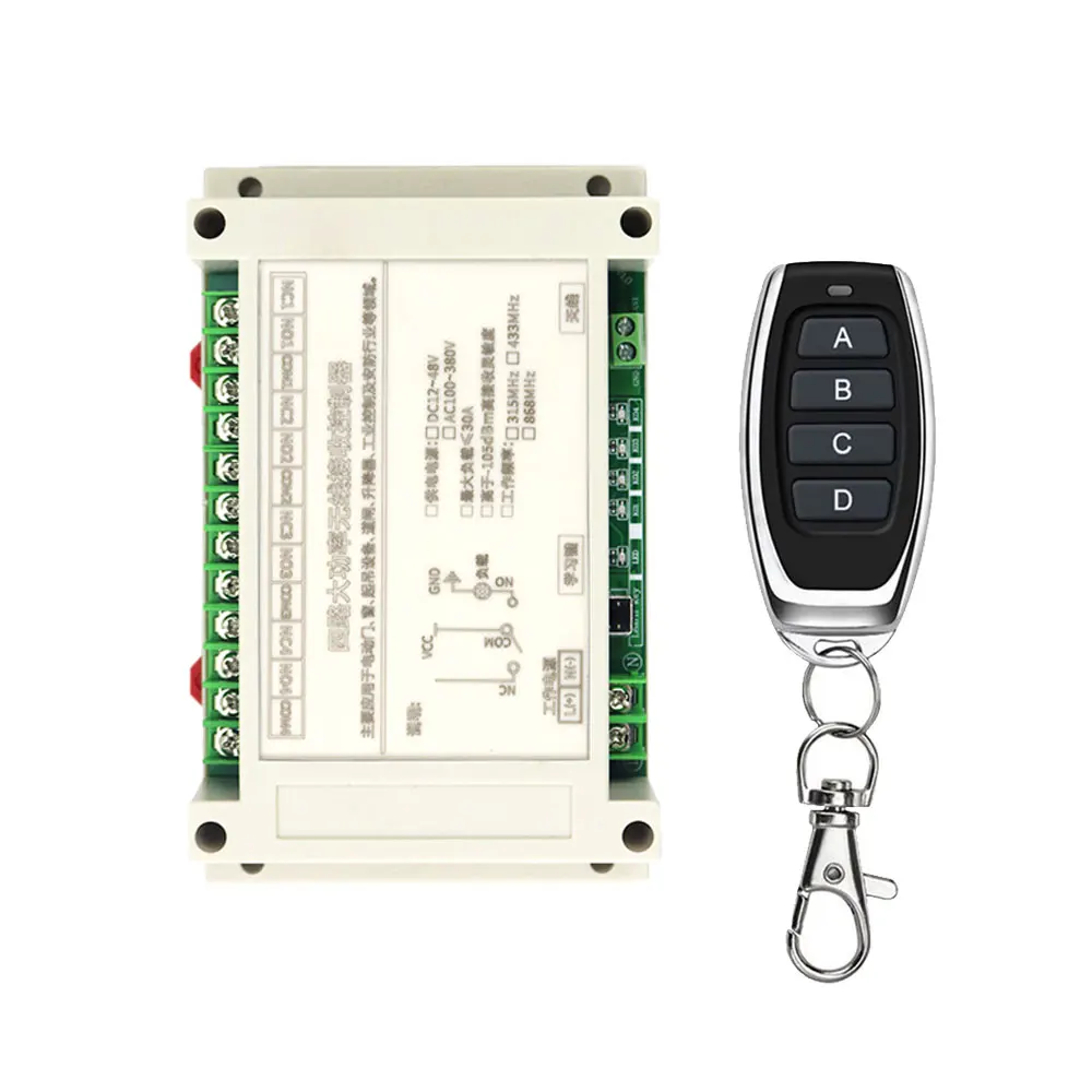 868MHz Wide Voltage AC220-380V 4-way Remote Control Switch For Cranes, Electric Hoists, Water Pumps