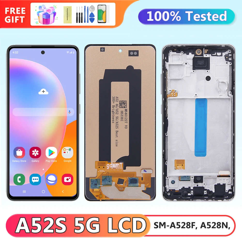 tft Screen for Samsung Galaxy A52s 5G A528 A528B A528N Lcd Display Digital Touch Screen with Frame for Samsung A52s Replacement