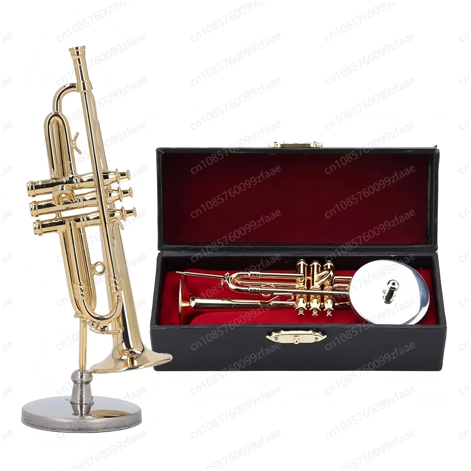 

Gold-plated brass trumpet model, wind music trumpet musical instrument simulation model gifts, home ornaments
