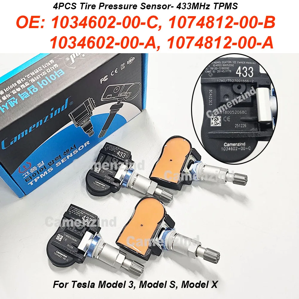 

4 датчика давления в шинах TPMS 1034602-00-C 1034602-00-B 1074812-00-A 1074812-00-B для Tesla Model 3 Model S Model X 103460200C
