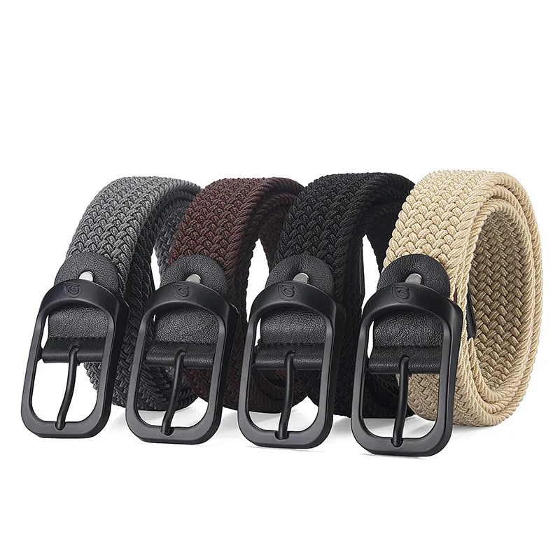 Elastic Waist Belt for Men And Women No Hole Student Needle Buckle Fashionable Young Elastic Weaving Belt for Pants