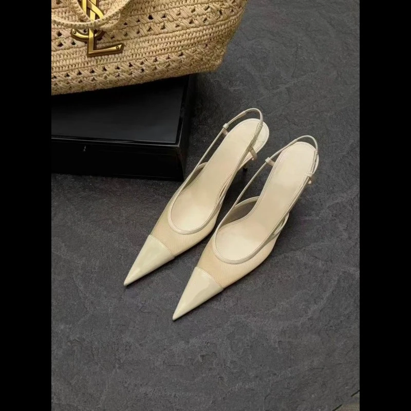 Minimalist Style Pointed High Heels Women's Fine Heel Back Buckle 2026 New French Flats High-End Wedding Shoes