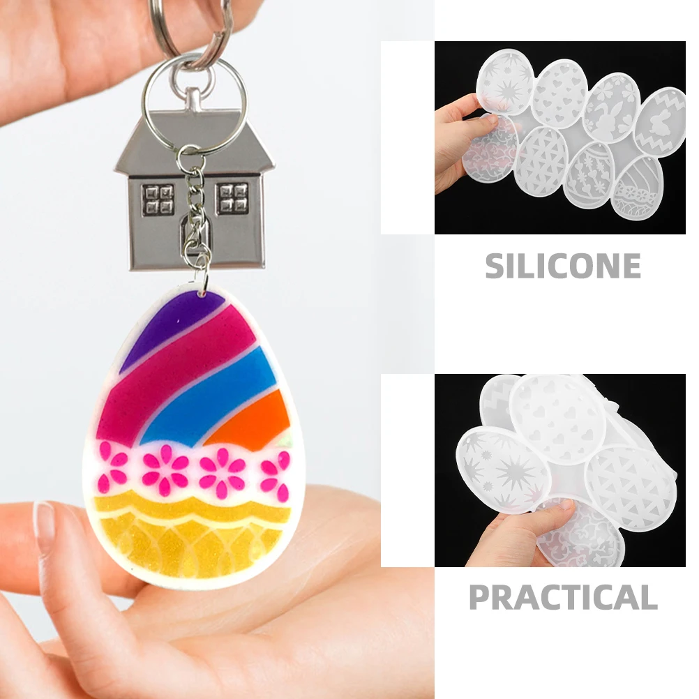 

2pcs Silicone Keychain Easter Egg Shape Bunny Charm Mold Diy Resin Pendant Mold For Epoxy Crafts Decorative Hanging Accessories