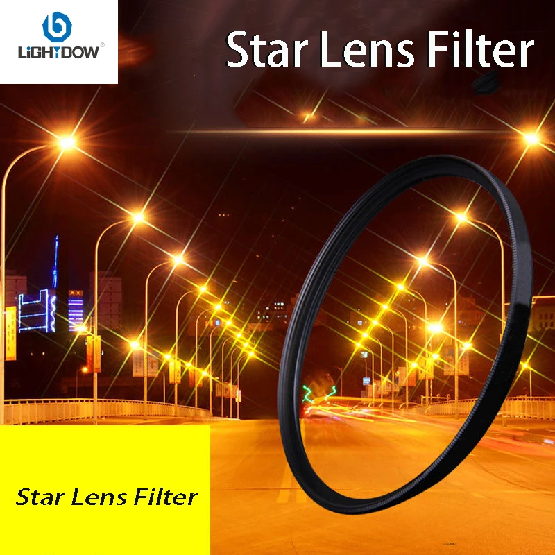 Lightdow 4 6 8 Line Star Lens Filter 49 mm 52 55 58 62 67 72 77 82 mm for Canon Nikon Sony DSLR Camera