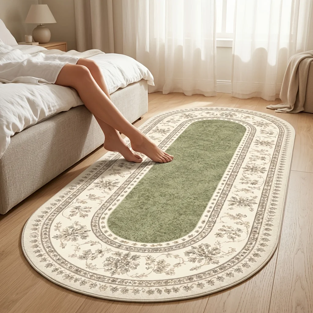 VIKAMA Feather Area Rug for Bedroom, Soft Flannel Plush Floor Mat, Anti Slip Non Fatigue Bedside Doormat, Home Decor