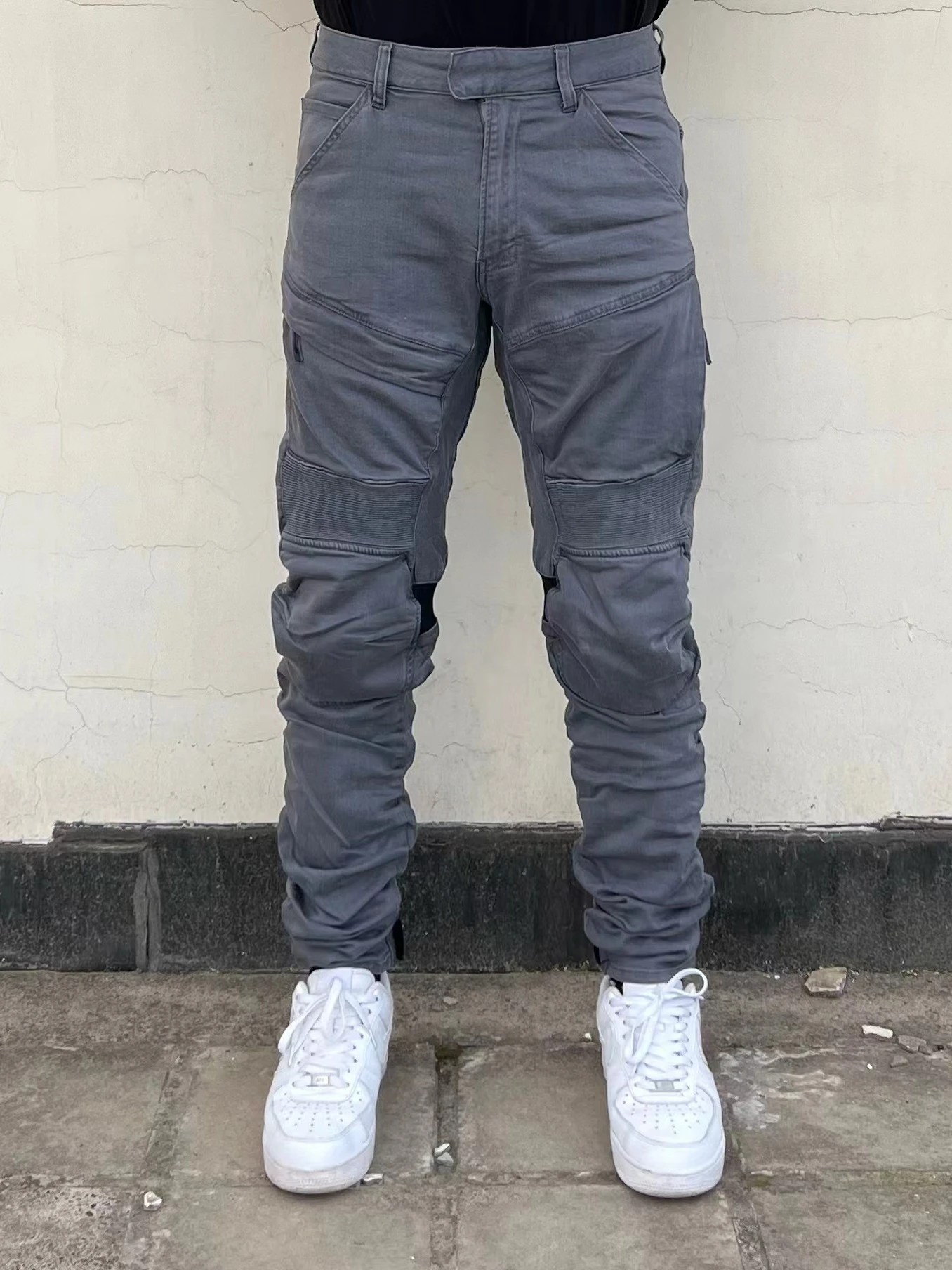 

EXD Ghostly ey с эластичной резинкой на талии, 3D мотоциклетные потертые джинсы, молодежные модные прямые брюки, повседневная одежда