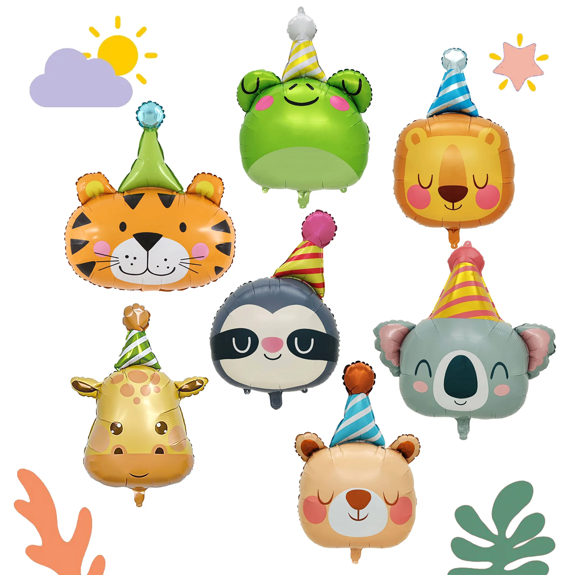 Tierischer Aluminiumfilm-Ballon, Faultier, Löwe, Bär, Giraffe, Tiger, Elefant, Frosch, Ballon, Zoo-Thema, Geburtstag, Dusche, Urlaubsdekoration