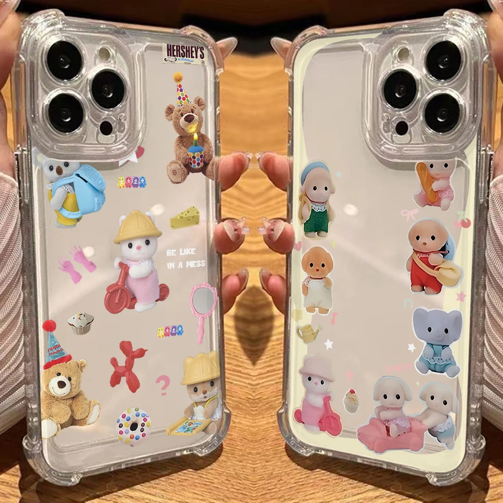 Cute Sylvanians Bear Dog Doll Phone Case for iPhone Vivo V40 V30 V29 V25 V23 Y36 Y35 Y28 Y22 Y21 Y20 4G 5G Soft Thin Clear Cover