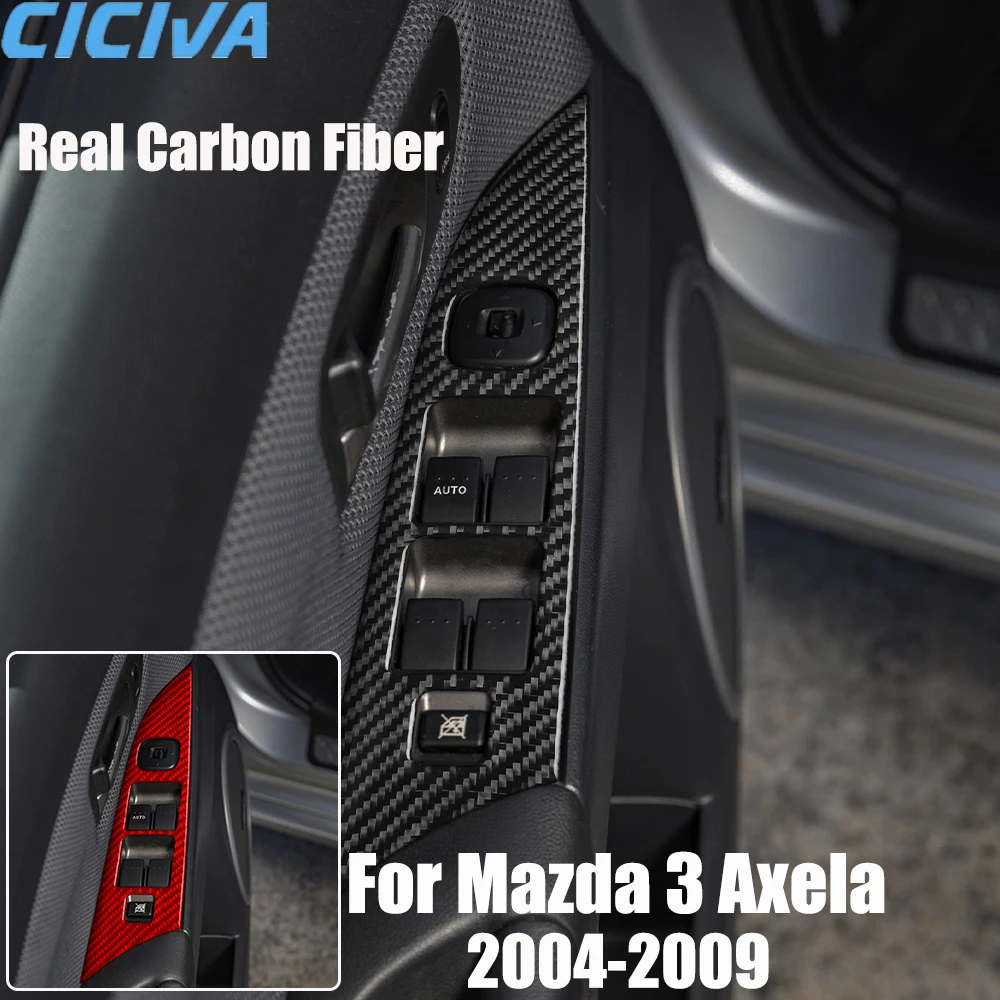 

Real Carbon Fiber Car Accessories Front Window Lift Trim Cover Soft Sticker For Mazda 3 Axela 2004 2005 2006 2007 2008 2009