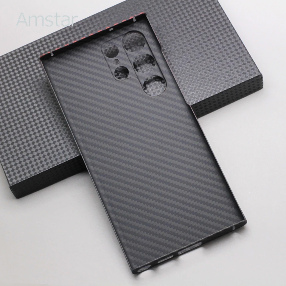 Amstar Dual Color Carbon Fiber Lens Protection Phone Case for Samsung Galaxy S23 Ultra Aramid Fiber Ultra-thin S23 Ultra Cover