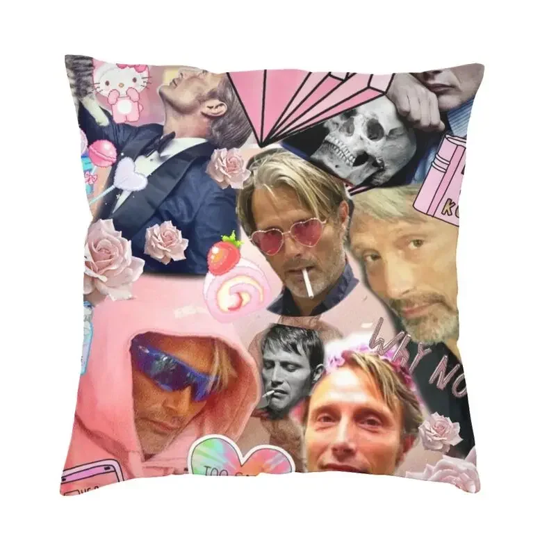 Luxury Hannibal Cushion Cover for Sofa Velvet Mads Mikkelsen Hannibal Face Pillow Case for Living Room Pillowcase