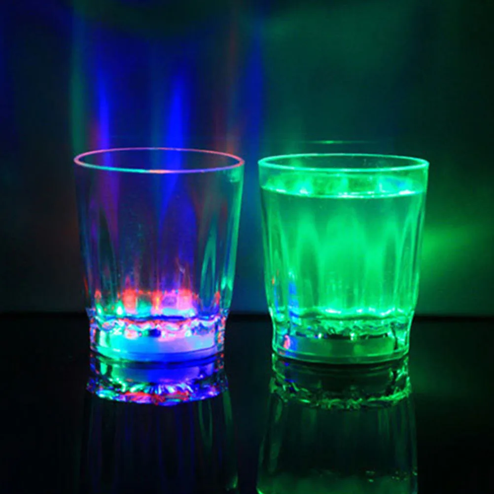 

4Pcs Glowing Shot Cups LED Color Changing Plastic Wine Glasses Party Favors Bar Light Up Cups Plastic Wine Glasses