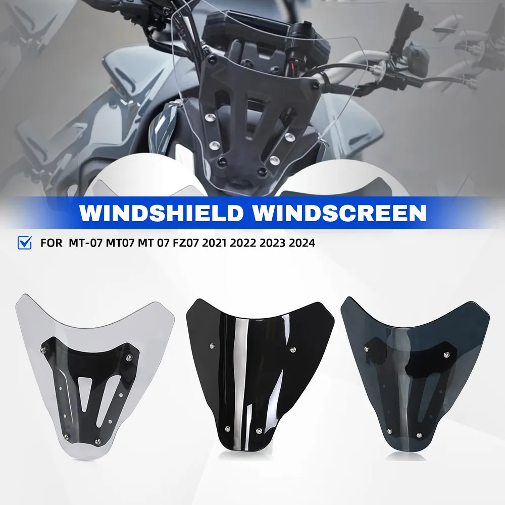 

Front Windscreen Windshield With Bracket Wind Screen Deflector For YAMAHA MT-07 MT07 MT 07 FZ07 2021 2022 2023 2024 Accessories