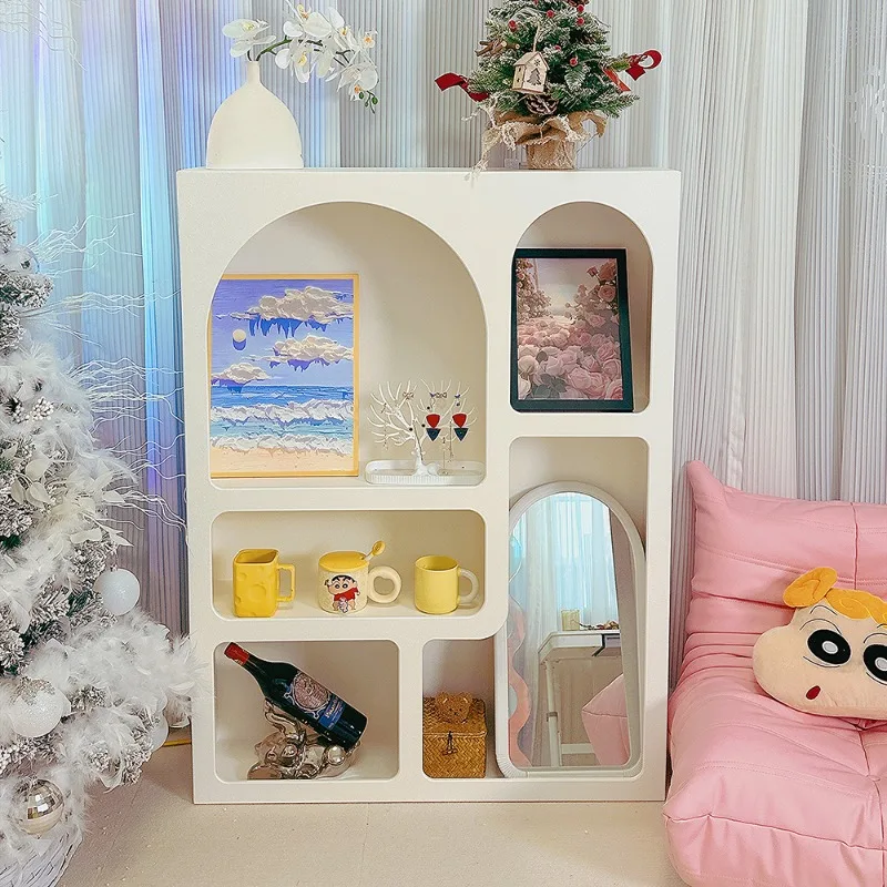 

French Cream Wind Entrance Storage Cave Cabinet Locker Display Decorative Cabinet Shelf