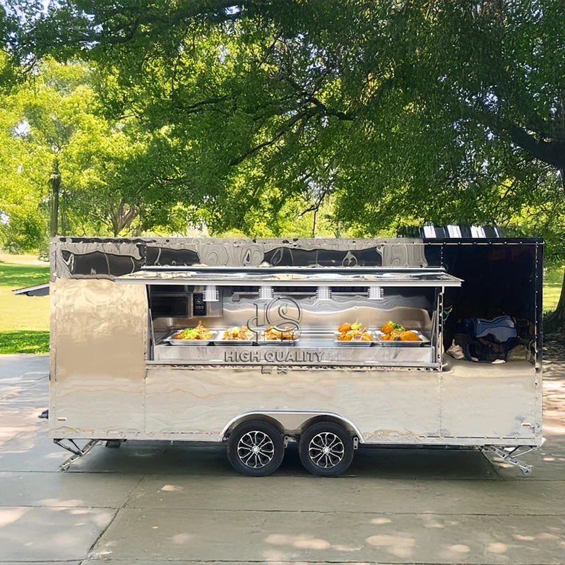 

Kitchen Trailer Fast Food Van Hot Dog Stand Mobile Juice Cart Coffee Trailer Small Food Carts Ice Cream Truck